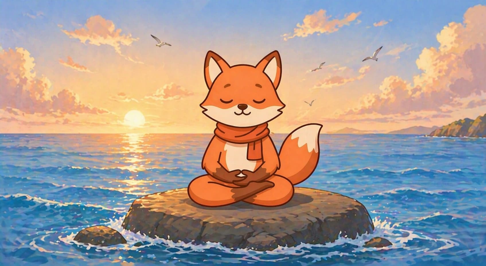 Calm ocean seascape β peaceful landscape matching Zorio's zen, beginner-friendly meditation mood